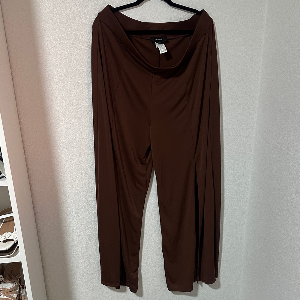 Forever 21 Chocolate Brown Wide-Leg Draped Pants